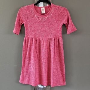 Faded Glory Heather Red 3/4 Quarter Sleeve Lightweight Knit Dress Medium 7/8